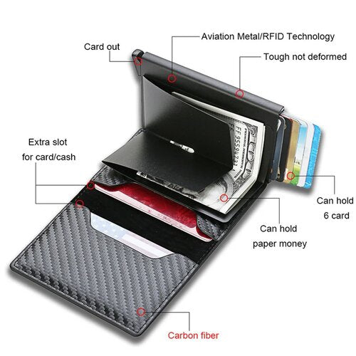 Anti Rfid Carbon Fiber ID Credit Card Holder
