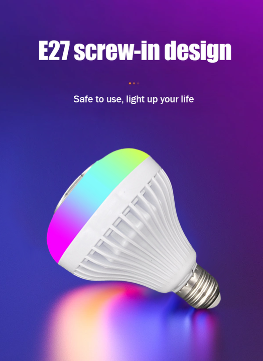 2-in-1 LED Music Bulb with Remote Control & RGB Lights