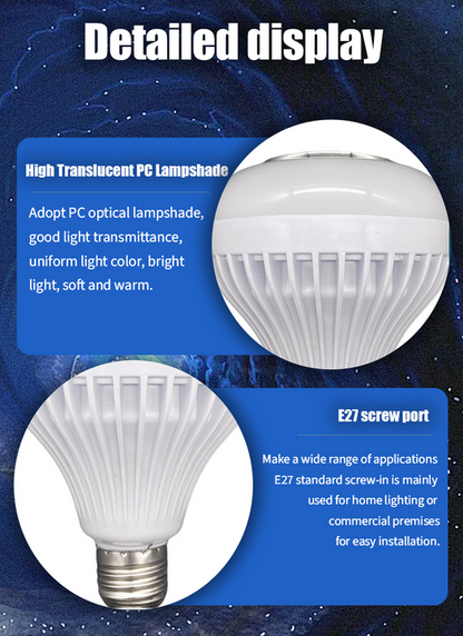 2-in-1 LED Music Bulb with Remote Control & RGB Lights